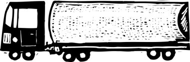 Woodcut Illustration of Truck clipart