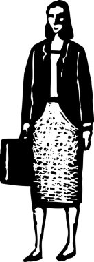 iş kadını gravür çizimi