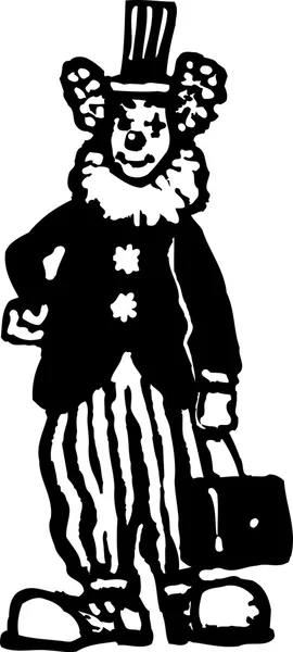 Woodcut Illustrazione di Clown — Vettoriale Stock