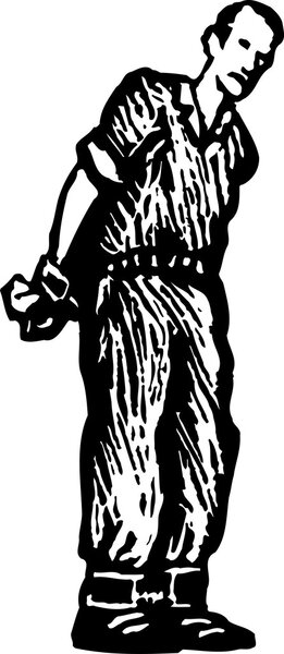 Woodcut Illustration of Handcuffed Prisoner