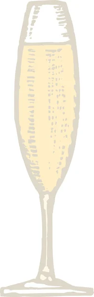 Holzschnitt-Illustration von Glas oder Champagner-Flöte — Stockvektor