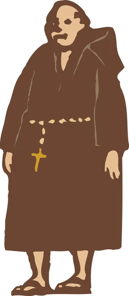 Woodcut Illustration of Friar Tuck — Stock Vector