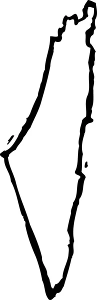 Holzschnitt-Illustration der Landkarte von Israel — Stockvektor