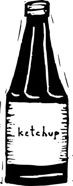 Εικονογράφηση ξυλογραφία του κέτσαπ — Διανυσματικό Αρχείο