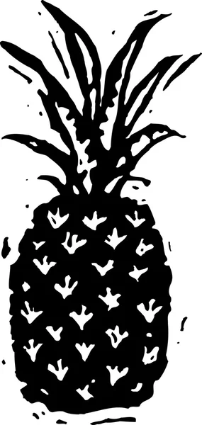 Träsnitt illustration av ananas — 图库矢量图片