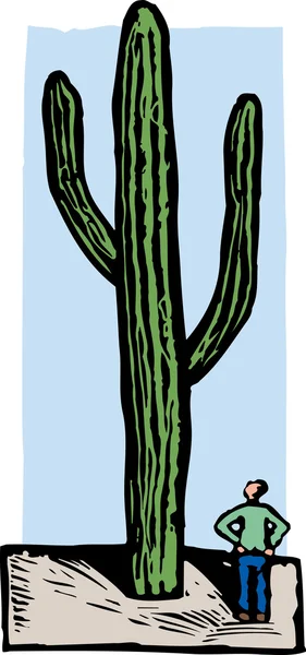 Woodcut Ilustración de Cactus — Archivo Imágenes Vectoriales