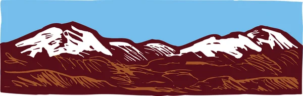록 키 산맥의 목 판화 그림 — 스톡 벡터