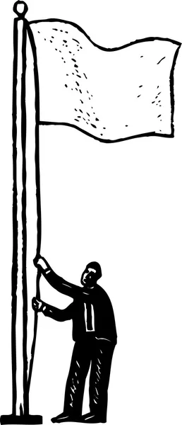 Woodcut Illustrazione di Run It Up the Flag Palo — Vettoriale Stock