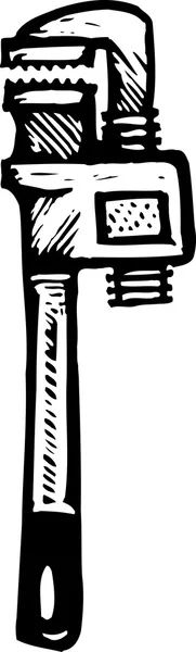 Holzschnitt-Illustration des Rohrschlüssels — Stockvektor