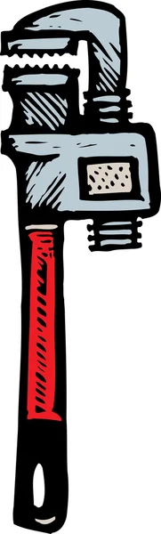 Woodcut Illustration of Pipe Wrench — Stock Vector