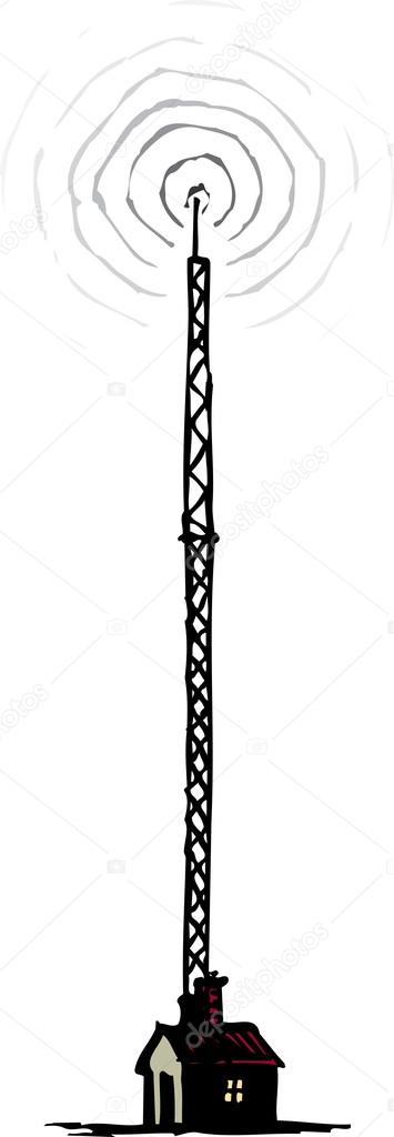 Woodcut illustration of Radio Tower