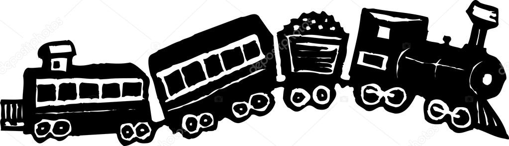 Woodcut Illustration of Toy Train
