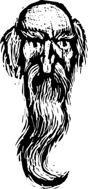 yaşlı adam sakallı yüzü ile vektör çizim