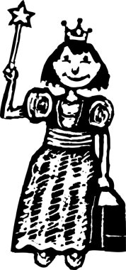 Vector Illustration of Girl in Princess Costume on Halloween