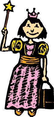 Vector Illustration of Girl in Princess Costume on Halloween