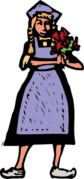 Ilustración vectorial de chica holandesa en vestido tradicional — Vector de stock