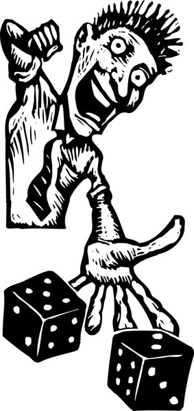 Vector Illustration of High Roller Gambler Throwing Dice