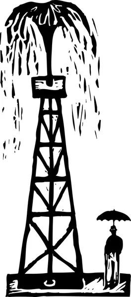 Vektorové ilustrace ropný vrt tryskající — Stockový vektor