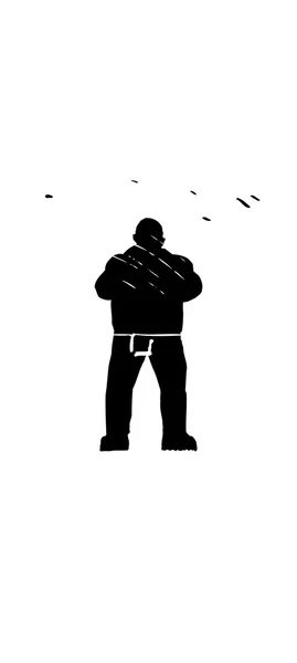 Vector Illustration of Large Muscular Man Bodyguard — Stock Vector