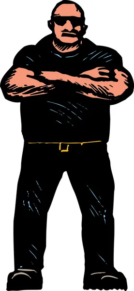 Vektorové ilustrace velký svalnatý muž bodyguard — Stockový vektor
