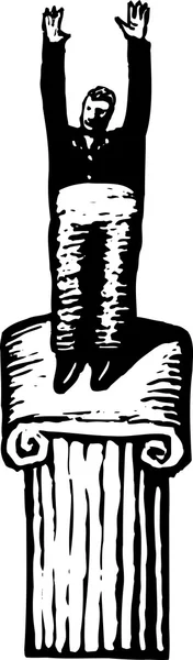 Illustrazione vettoriale dell'uomo sul piedistallo — Vettoriale Stock