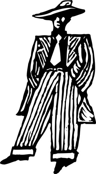 Illustration of 1940s Man Wearing Zoot Suit — Stock Vector