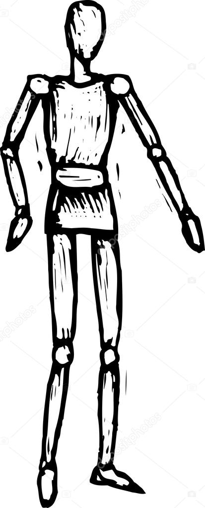 Vector Illustration of Wooden Artist Model