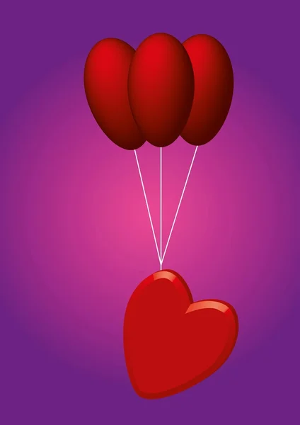 Coeur avec ballons — Image vectorielle