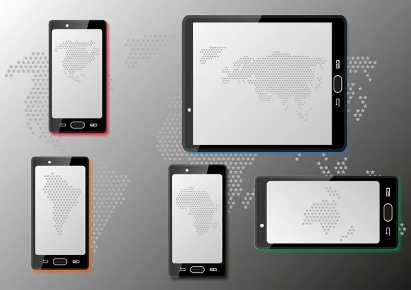 Smart phones with maps — Stock Vector