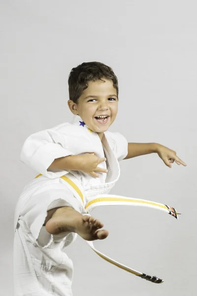 Boy Karate Kick — Stock Photo, Image