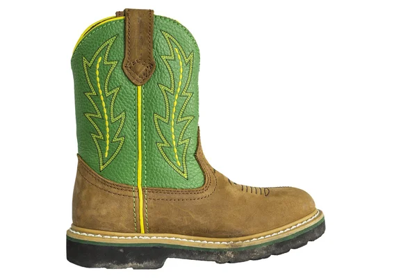Hnědé a zelené kovboj botou — Stock fotografie