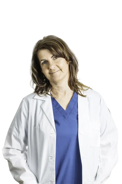 Female Doctor Wearing a Lab Coat Stock Photo