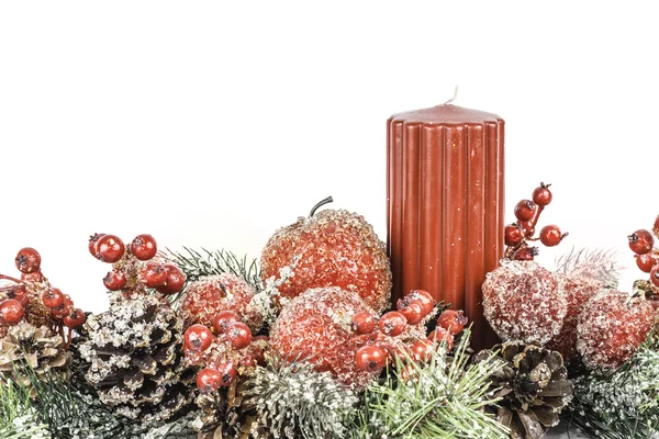 Jul tema blomma och ljus arrangemang med plats för tex — Stockfoto