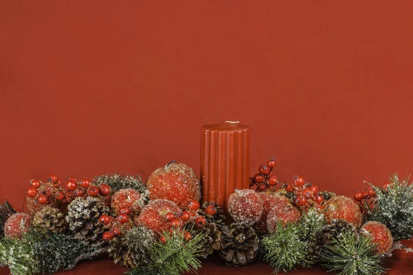 クリスマス テーマの花とキャンドル配置 tex 用ルーム — ストック写真