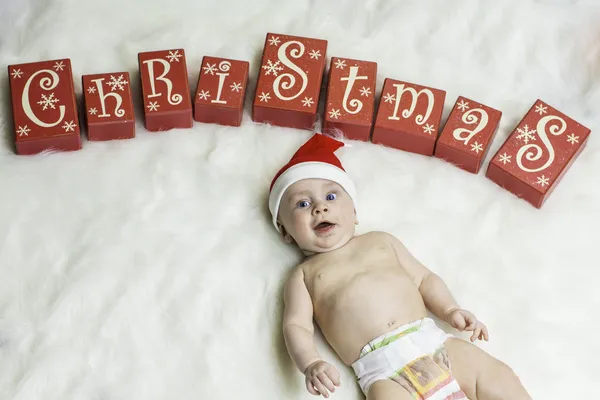 Baby christmas porträtt — Stockfoto