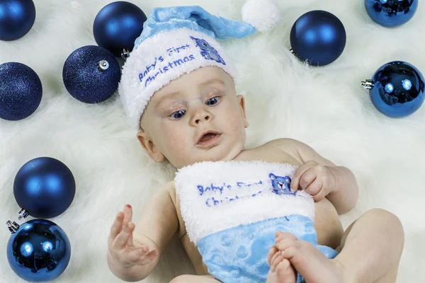 Baby christmas porträtt — Stockfoto