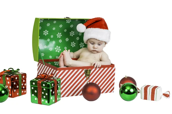 Baby christmas portret geïsoleerd — Stockfoto