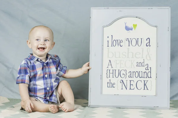 Toddler Boy and Sign — Stock Photo, Image