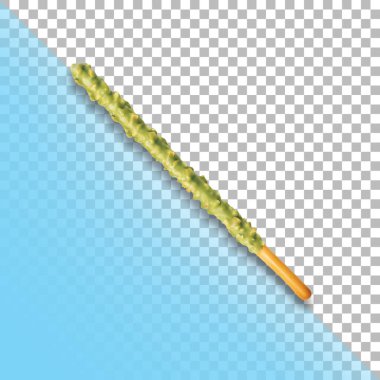 Şeffaf arkaplanda ezilmiş fındıklı çikolatalı çıtır tatlı pipet..