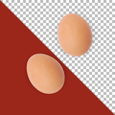 İki tavuk yumurtası.