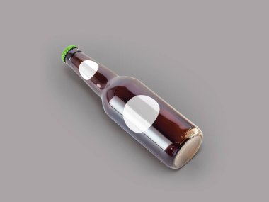 İzole bira şişesi modeli - Boş etiket, oktoberfest konsepti.