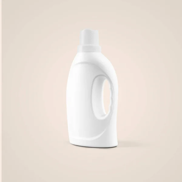 Renderowania Puste Białe Plastikowe Butelki Kosmetyczne Uchwytem Kroplomierz Izolowane Szarym — Zdjęcie stockowe