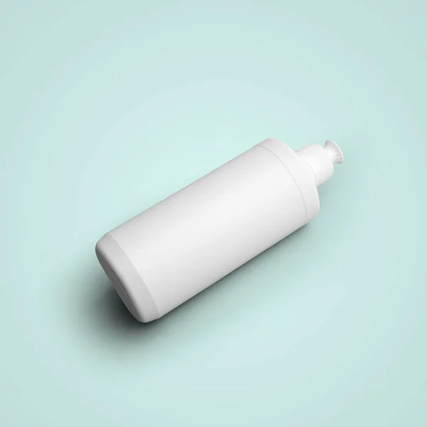 Rendering Blank White Cosmetic Plastic Bottle Push Pull Cap Isolated — Stock Photo, Image