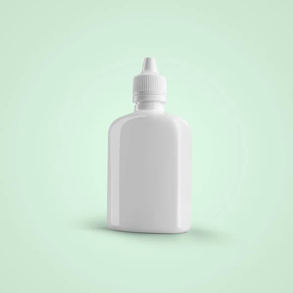 Rendering Bianco Bianco Bottiglia Contagocce Plastica Cosmetica Orecchio Occhio Isolato — Foto Stock