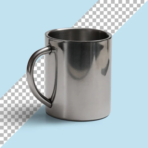 透明な背景に独立したステンレス製のマグカップ — ストック写真