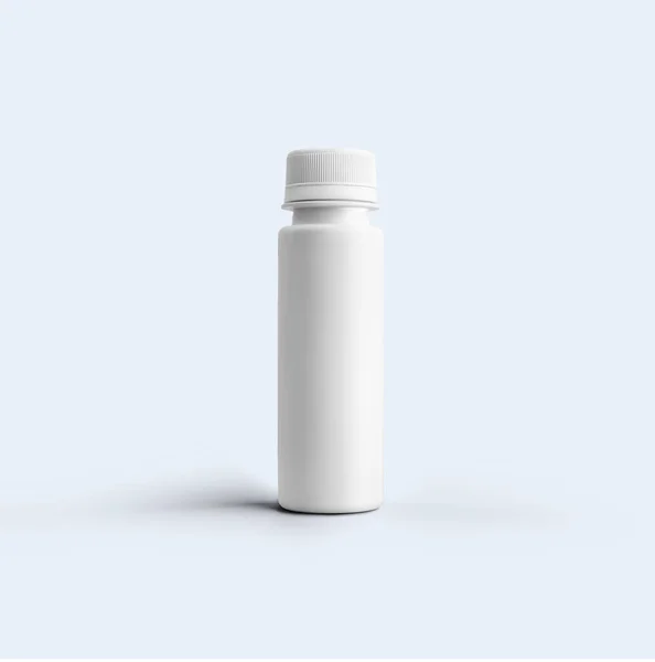 Καθιστώντας Κενό Λευκό Μπουκάλι Καλλυντική Σκόνη Πλαστικό Καπάκι Απομονώνονται Γκρι — Φωτογραφία Αρχείου