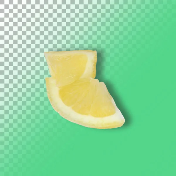 Два Скибочки Лимона Ізольовані Прозорому Фоні — стокове фото
