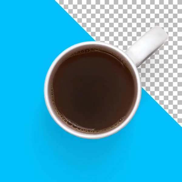 Bovenaanzicht Hete Zwarte Koffie Witte Beker Geïsoleerd — Stockfoto