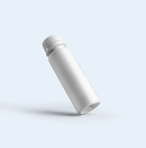 Rendering Blank Vit Kosmetisk Pulverflaska Med Plastlock Isolerad Grå Bakgrund — Stockfoto