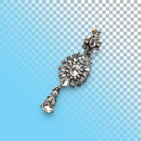 Isolated Closeup Shiny Silver Earring — Stock Photo, Image